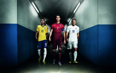 Crstiano Ronaldo, Wayne Roone Neymar, football, football star