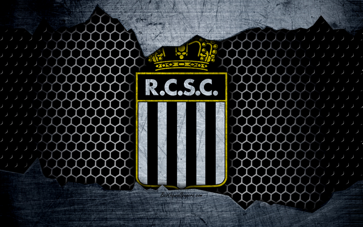 Charleroi, 4k, logotyp, ESL Pro League, fotboll, football club, Belgien, grunge, RSC-Charleroi, metall textur, Charleroi FC