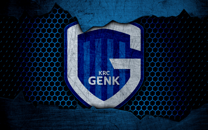 Genk, 4k, logo, ESL Pro League, soccer, football club, Belgium, grunge, KRC Genk, metal texture, Genk FC