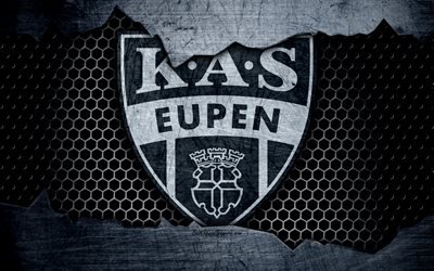 Eupen, 4k, logo, ESL Pro League, soccer, football club, Belgium, grunge, KAS Eupen, metal texture, Eupen FC