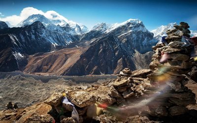 Himalayas, 4k, mountains, rocks, Tibet, Asia