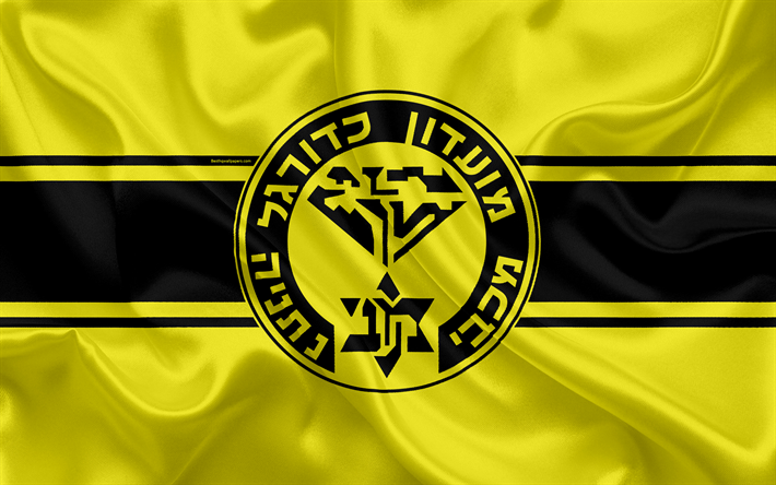 Maccabi Netanya FC, 4k, Israel&#237; club de f&#250;tbol, emblema, logotipo, Ligat haAl, f&#250;tbol, F&#250;tbol de Israel Campeonato, Netanya, Israel, seda