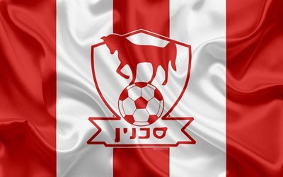 Bnei Sakhnin FC, 4k, Israeli football club, emblem, logo, Ligat haAl, football, Israel Football Championship, Sahnin, Israel, silk