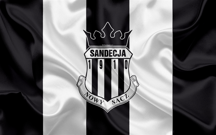 Sandecja Yeni bir Son&#231; FC, 4k, Turkish football club, logo, amblem, premier league, Turkish football championship, ipek bayrak, Yeni Sacz, Polonya