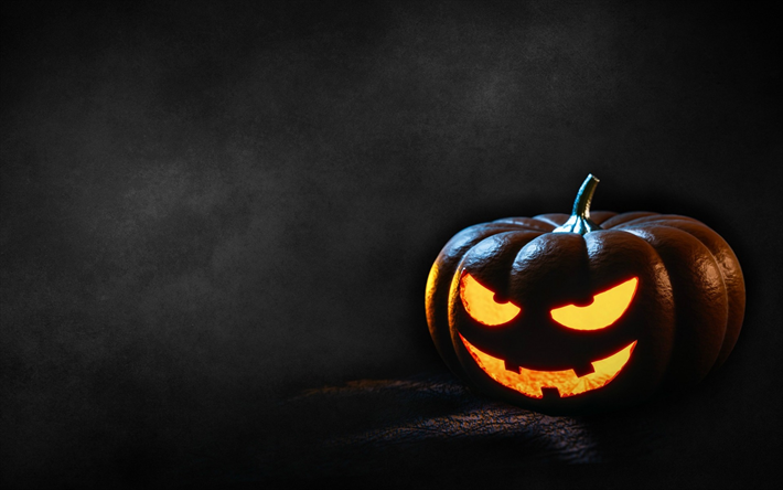 Halloween, 3d, de calabaza, de noche, 31 de octubre de fondo negro