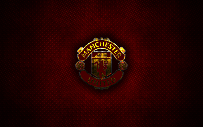 Download wallpapers Manchester United FC, MU, 4k, metal logo, creative art,  English football club, Premier League, emblem, red metal background,  Manchester, England, football for desktop free. Pictures for desktop free