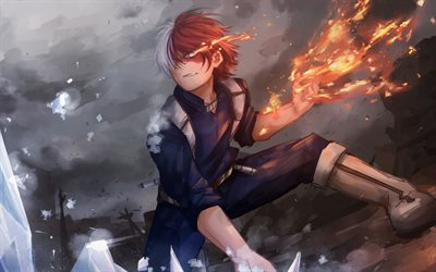 Shoto Todoroki, il fuoco, il Mio Eroe del mondo Accademico, manga, battaglia, Boku no Hero Academia