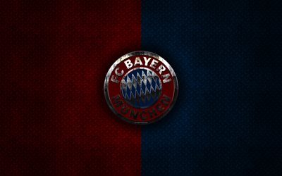 FC Bayern Monaco, 4k, logo in metallo, arte creativa, club di calcio tedesco, la Bundesliga, emblema, blu-rosso, metallo, sfondo, Monaco di baviera, in Germania, il calcio, il Bayern Munchen