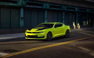 Chevrolet Camaro SS, 2018, Choque Concepto, verde coup&#233; deportivo, el ajuste de Camaro, el deporte Estadounidense coches, Chevrolet