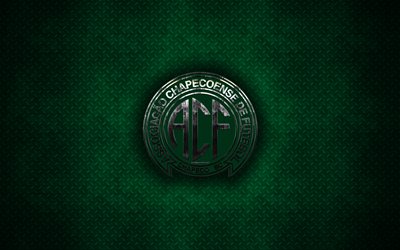 Chapecoense SC, 4k, metal logo, creative art, brazilian football club, Serie A, emblem, green metal background, Chapeco, Santa Catarina, Brazil, football, Chapecoense