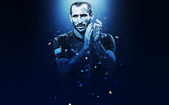 Giorgio Chiellini, 4k, arte creativo, Italia, el equipo nacional de f&#250;tbol, futbolista italiano, efectos de iluminaci&#243;n, retrato, los jugadores de f&#250;tbol