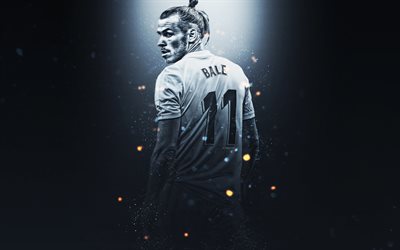 Gareth Bale, 4k, kreativ konst, Real Madrid, Walesiska fotbollsspelare, ljuseffekter, portr&#228;tt, Ligan, Spanien, fotbollsspelare
