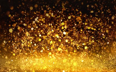 glitter dourado, luzes, ouro criativo fundo, Ano Novo, Glitter Bokeh Textura
