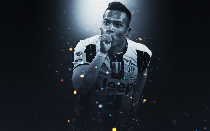 Alex Sandro, 4k, creative art, Juventus FC, Brazilian footballer, lighting effects, portrait, Serie A, Italy, football players, Alex Sandro Lobo Silva