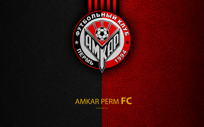 FC Amkar بيرم, 4k, شعار, الروسي لكرة القدم, جلدية الملمس, الدوري الروسي الممتاز, كرة القدم, بيرم, روسيا