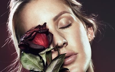 Ellie Goulding, 2017, english singer, rose, beauty, superstars, portrait
