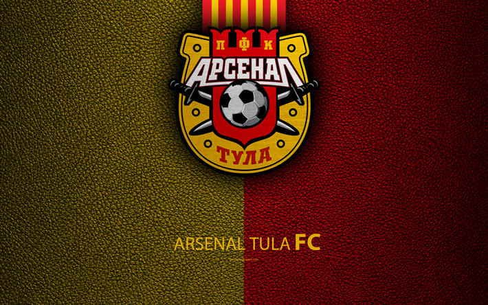 أرسنال تولا FC, 4k, شعار, الروسي لكرة القدم, جلدية الملمس, الدوري الروسي الممتاز, كرة القدم, تولا, روسيا