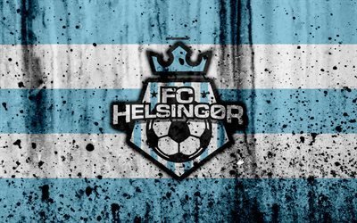 4k, FC Helsing&#246;r, grunge, fotboll, Danska Superliga, football club, Danmark, Helsing&#246;r, kreativa, logotyp, sten struktur, FC helsing&#246;r
