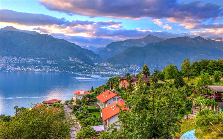 Gambarogno, le Alpi, il Lago Maggiore, le montagne, Ticino, Svizzera, Europa