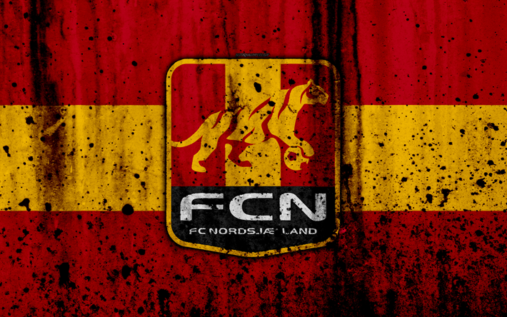4k, FC Nordsjaelland, grunge, fotboll, Danska Superliga, football club, Danmark, Nordsjaelland, kreativa, logotyp, sten struktur