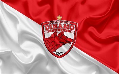 FC Dinamo Bucuresti, 4K, Hungarian football club, logo, grunge, stone texture, NB I, Hungarian football league, emblem, Bucharest, Romania