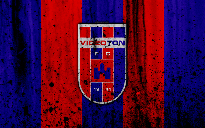 4k, Videoton FC, grunge, NB EU, H&#250;ngaro Liga, futebol, clube de futebol, Hungria, Videoton, arte, textura de pedra