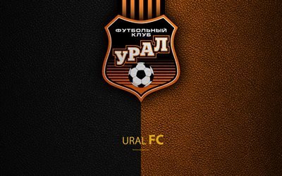 FC Ural, 4k, logo, Russian football club, leather texture, Russian Premier League, football, Ekaterinburg, Russia