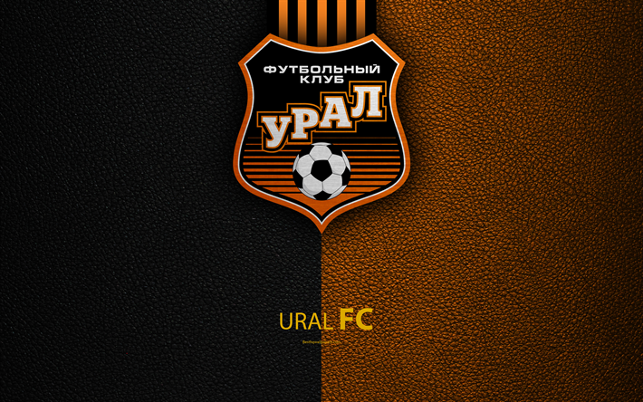 FC Ural, 4k, logo, russo football club, texture in pelle, Russian Premier League, calcio, Ekaterinburg, Russia