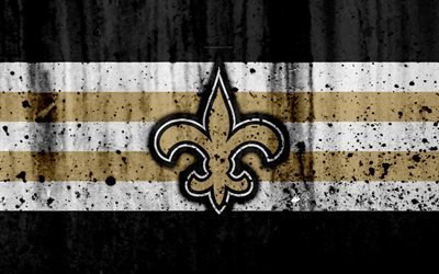 4k, New Orleans Saints, grunge, NFL, american football, NFC, logo, USA, art, stone texture, South Division