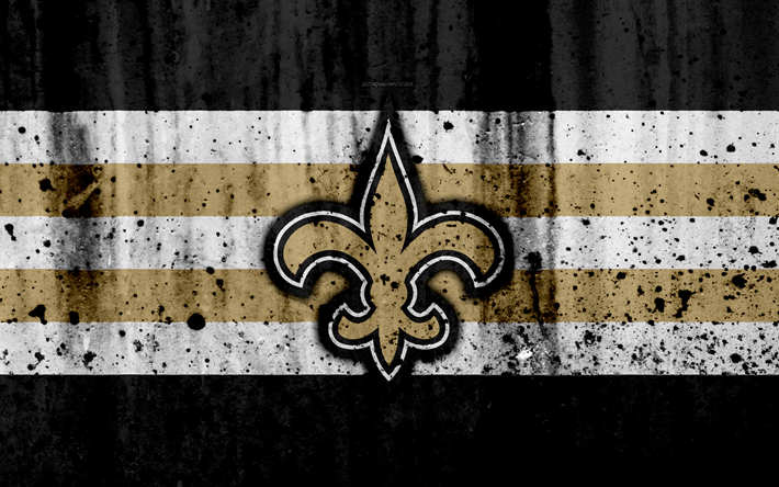 4k, les New Orleans Saints, grunge, de la NFL, le football am&#233;ricain, le NFC, le logo, les etats-unis, de l&#39;art de la pierre, de la texture, de la Division du Sud