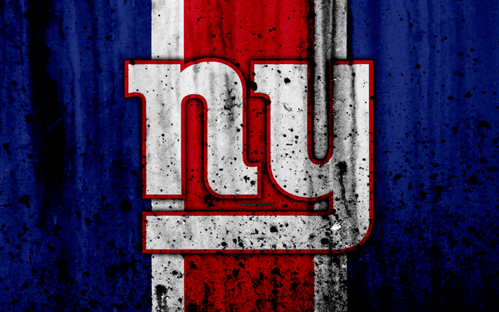 4k, New York Giants, grunge, NFL, american football, NFC, logo, USA, art, stone texture, East Division