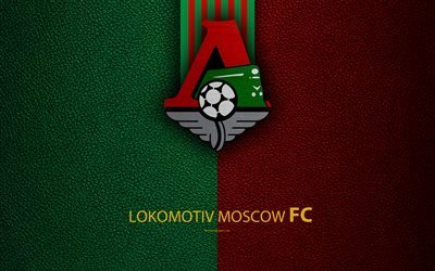 FC Lokomotiv Moscow, 4k, logo, Russian football club, leather texture, Russian Premier League, football, Moscow, Russia