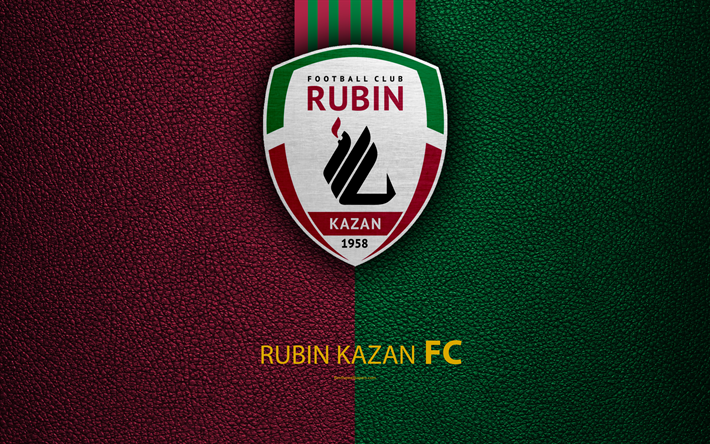 El FC Rubin Kazan, 4k, logotipo, ruso, club de f&#250;tbol, de textura de cuero, Russian Premier League, f&#250;tbol, Kazan, Rusia