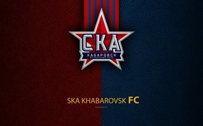 FC SKA Khabarovsk, 4k, logo, Russian football club, leather texture, Russian Premier League, football, Khabarovsk, Russia