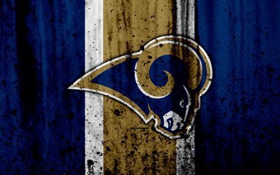 4k, Los Angeles Rams, grunge, NFL, american football, NFC, logo, USA, art, stone texture, West Division
