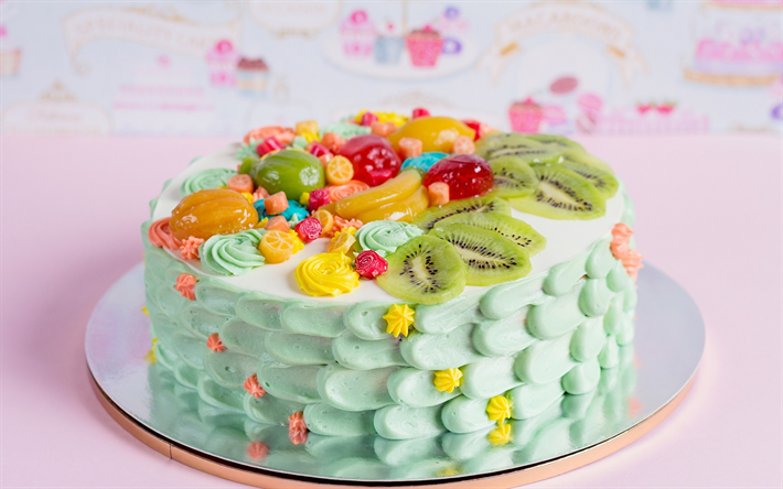 Happy Birthday, cake, sweets, pastries, fruit cake, birthday cake