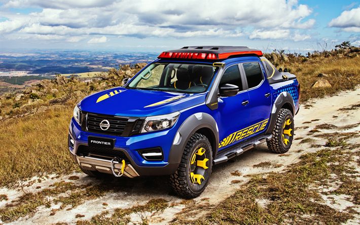4k, Nissan Frontier Sentinel, tuning, 2019 cars, offroad, blue Frontier, japanese cars, Nissan