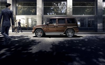 Mercedes-Benz G63 AMG, side view, new brown G63, suv, new german cars, Mercedes