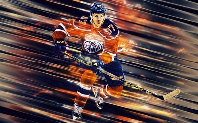 Connor McDavid, 4k, Kanadalı hokey oyuncusu, çizgi sanatı, NHL, Edmonton Oilers, forvet, hokey, Edmonton, Kanada Ulusal Hokey Ligi