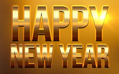 Happy New Year, golden letters, golden texture, 2019 concepts, congratulation, postcard, background