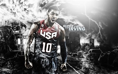 Kyrie Irving, USA basketball team, fan art, basketball stars, NBA, Irving, abstract art, USA National Team, basketball, creative