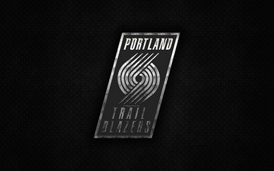 Portland Trail Blazers, 4k, American Basketball Club, metal logo, creative art, NBA, emblem, black metal background, Portland, Oregon, USA, basketball, National Basketball Association, Western Conference