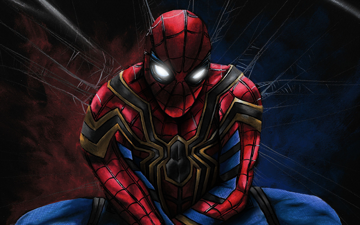 Spiderman, con gli occhi bianchi, supereroi, ragnatela, Spider-Man, il buio, la DC Comics