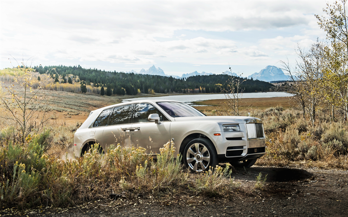 4k, Rolls-Royce Cullinan, offroad, 2019 voitures, de l&#39;argent Cullinan, de luxe, de voitures, de Vus, de Rolls-Royce