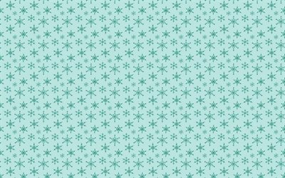Texture with snowflake, turquoise snowflakes background, retro background with snowflakes, retro winter texture, snowflakes, Christmas texture