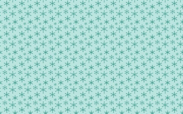 Texture con il fiocco di neve, turchese, fiocchi di neve, sfondo, retr&#242; sfondo con fiocchi di neve, retr&#242; inverno texture, Natale texture