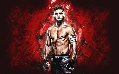 Jeremy Stephens, UFC, american fighter, portrait, red stone background, Ultimate Fighting Championship