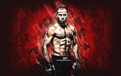 Mairbek Taisumov, UFC, Russian fighter, Austrian fighter, portrait, red stone background, Ultimate Fighting Championship