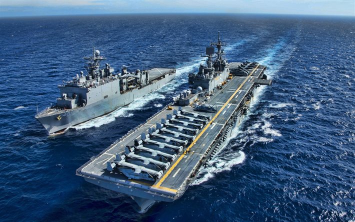 USS Bonhomme Richard, 4k, LHD-6, assault ships, Usa: S Flotta, AMERIKANSKA arm&#233;n, battleship, US Navy, Wasp-klass, HDR