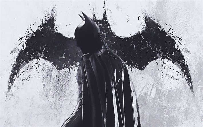 Batman, 4k, a escurid&#227;o, super-her&#243;is, o m&#237;nimo de, Bat-man, Logotipo do Batman
